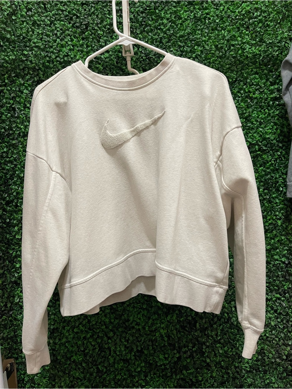 Nike Off-White Embroidered Swoosh Cropped Sweatshirt